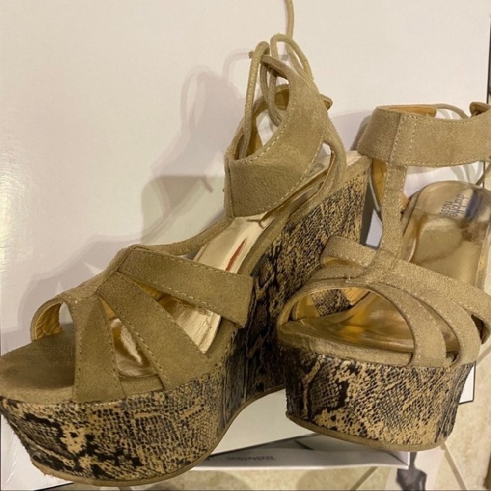 Charlotte Russe Wedge Shoes Sandals Animal Print